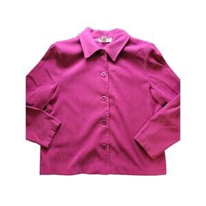 Briggs Petite Womens Medium Purple Button Up Blazer Jacket Shoulder Pads